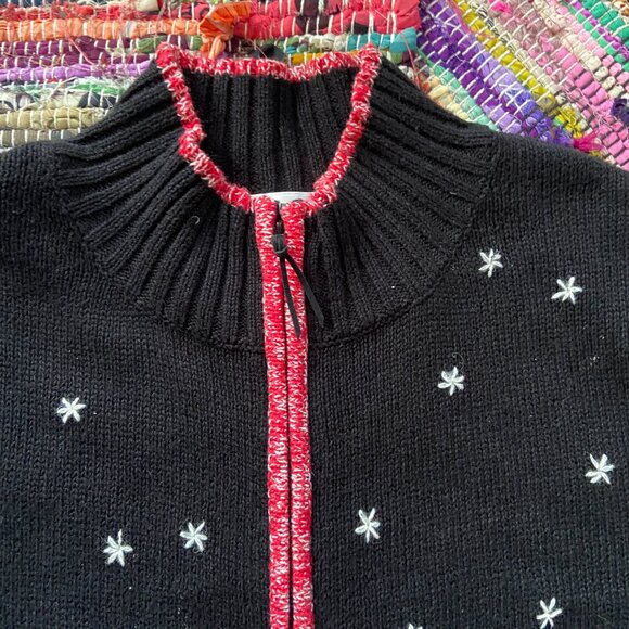 Coldwater Creek Women's Zip Up XL Christmas Sweater, Skiing, Trees, Woody Wagon, - Picture 2 of 11